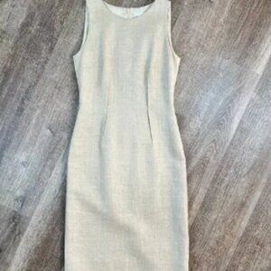 Paula Ka Tweed Robe Tan Fitted Dress